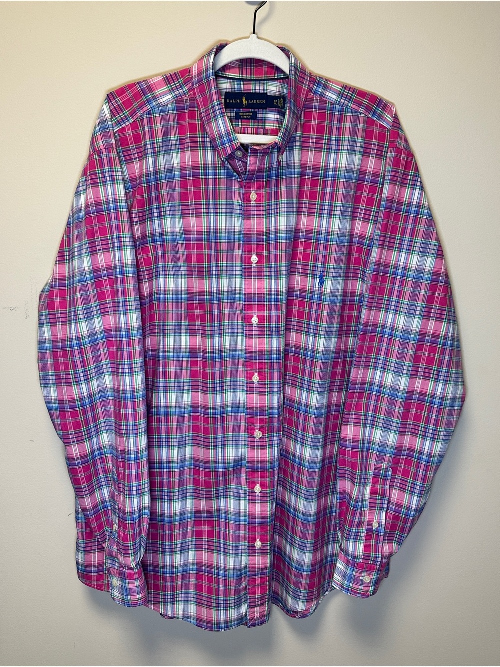 Ralph Lauren Pink Plaid Button-Down Shirt - Men XLT